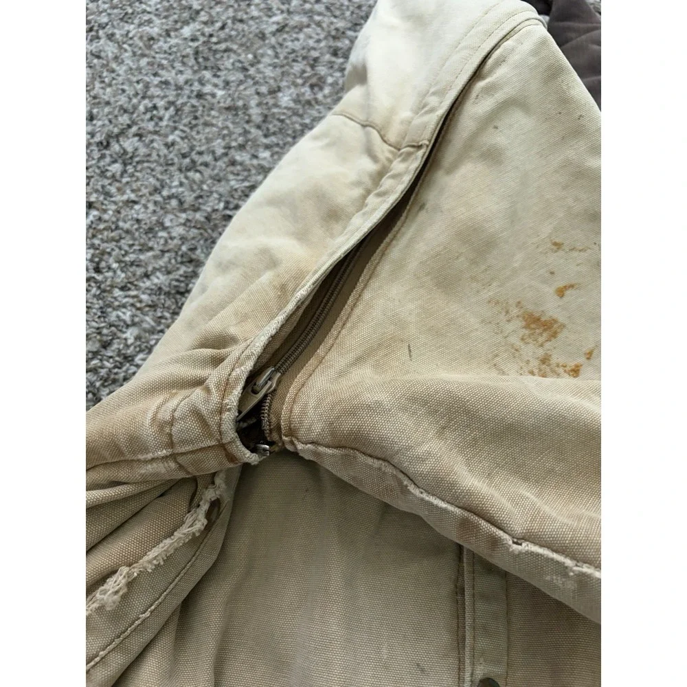 Pella Big Dutch Canvas Work Coat Distressed Flannel Lined Convertible Large USA